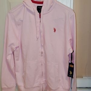 U. S. Polo Assn. Light Pink Hooded Zipper Sweater